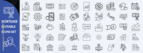 Loan and credit line icons. Editable stroke. For website marketing design, logo, app, template, ui, etc. big icon  Vector set design .