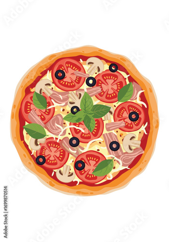 Delicious homemade pizza topped with fresh ingredients and savory meat