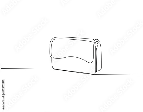 Sling bag continuous line art. Elegant woman sling bag one line drawing. Woman accesscories, fashion concept vector illustration