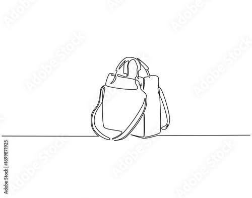 Sling bag continuous line art. Elegant woman sling bag one line drawing. Woman accesscories, fashion concept vector illustration