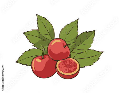 vector illustration of ripe red currant