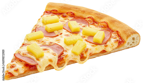 Hawaiian Pizza Slice with Ham and Pineapple