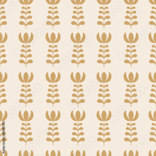 Arabic coffee seamless pattern. Flower of desert. Middle east plant ornament. Vector 