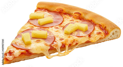 Hawaiian Pizza Slice with Ham and Pineapple