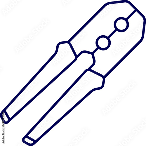 Vector of wire crimping plier. Icon of a professional wire crimping tool with ergonomic grip rendered. Outline of cable lug crimper. Engaging Wire Crimper line art vector. 