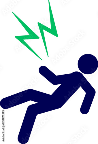 Vector of electric shock. Icon of electrocution. Electric shock vector icon. Electrified Silhouette vector. 