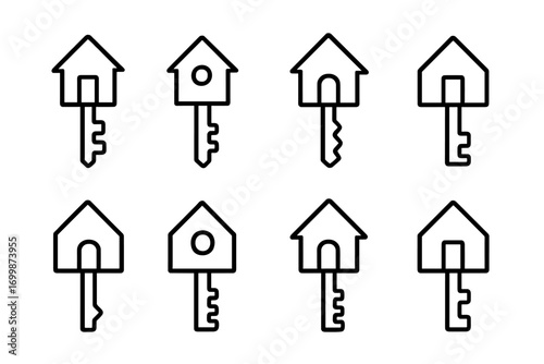 Glowing neon house keys collection on dark gradient background