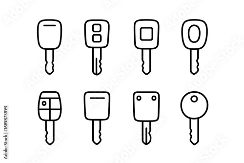 Glowing car keys pattern on dark background with light effect