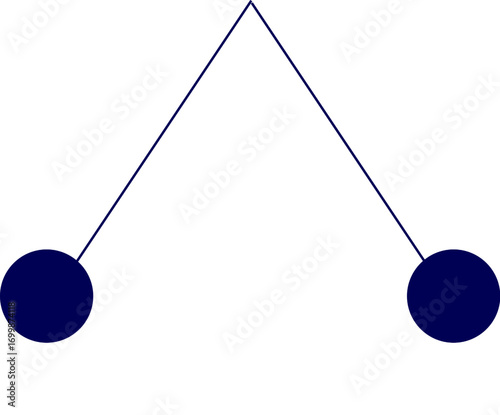 Vector of oscillating pendulum. oscillatory motion. Dynamic physics concept with swinging balls demonstrating motion and energy transfer principles. icon of moving pendulum