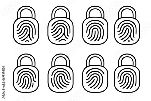 Futuristic biometric lock pattern in minimalistic linear design