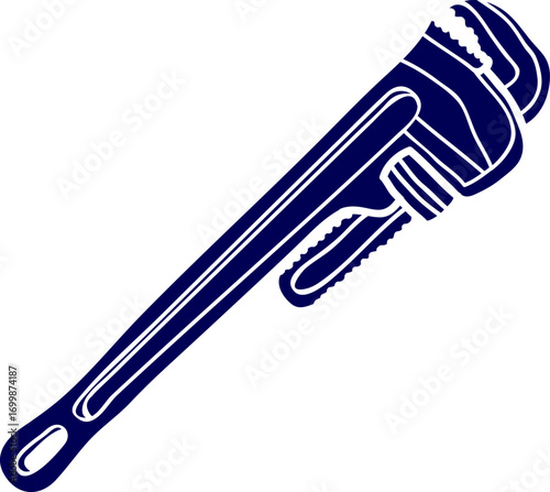 pipe wrench silhouette vector. pipe wrench icon over white background vector illustration. Vintage construction wrench for gas and builder plumbing pipe or body shop mechanic spanner repair tool. 