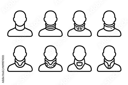Futuristic neon avatar icons in glowing headshot style