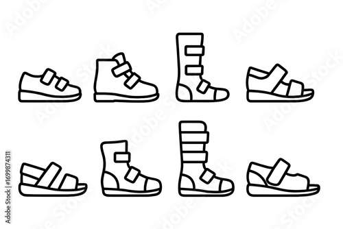 Glowing neon orthopedic footwear concept on dark background