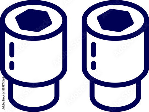 Vector of two socket wrenches. illustration of two socket wrenches for automotive repair. Two socket wrench tools against a plain white background