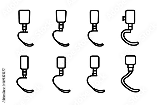 Set of neon glowing charge cables on a dark background