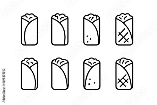 Glowing neon burrito icons on dark background for mexican food themes