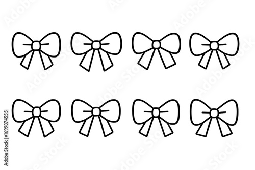 Neon glowing bows pattern on dark background
