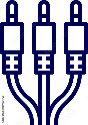 Vector of AV cable. usb cable isolated on white background. Audio video cable icon representing AV connection cord for multimedia system home theater and electronic device connectivity. 