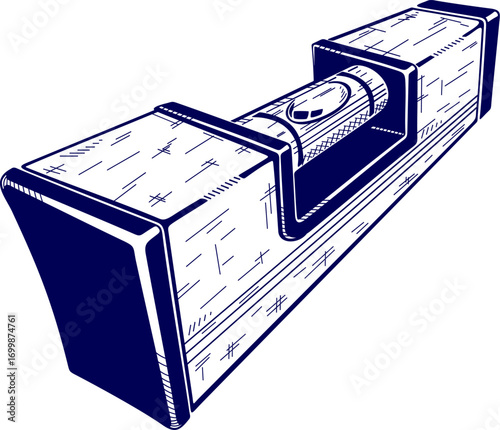 Vector drawing of a level. Spirit building level isolated on white background, realistic vector illustration. Waterpass Icon. Icon of the construction level. Bubble level tool in a flat style. 