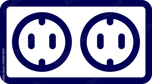 vector illustration of two pin Electric socket. Two prong electrical outlet. Electric socket outline. Electric plug Power outlet point.