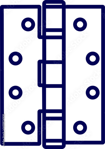 Vector of Door hinge outline. Metal hinges icon. A line-art illustration of a barrel hinge. illustration of a vintage decorative door hinge element. 