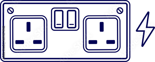 Vector of Double Electric Wall plug. Electric switch board. Lighting switch board. 