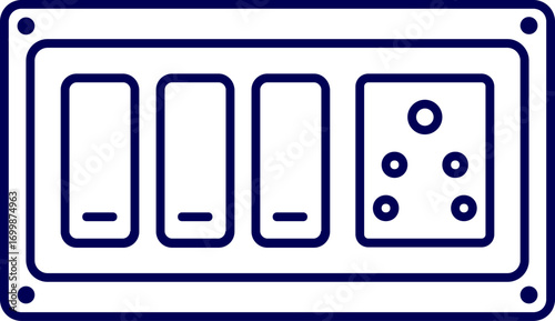 Electric switch board vector illustration. Electric switch outline. lighting switch. Vector of Electricity switch and socket board. Electric Control panel with switch