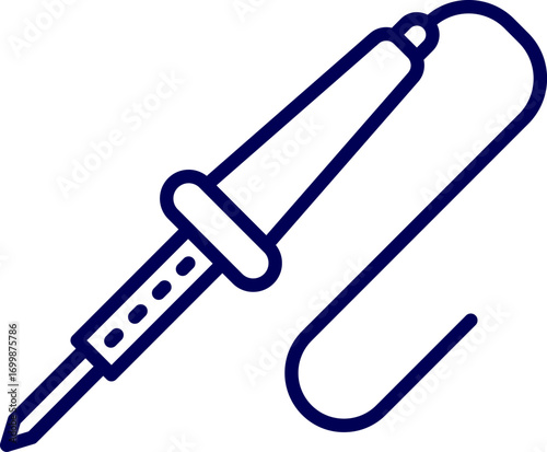 Soldering iron icon vector. soldering iron line art vector. Electric soldering iron tool with a pointed metal tip depicted in a flat vector style.