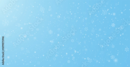 White snowfall texture isolated on blue background, realistic winter overlay, Vector PNG, transparent