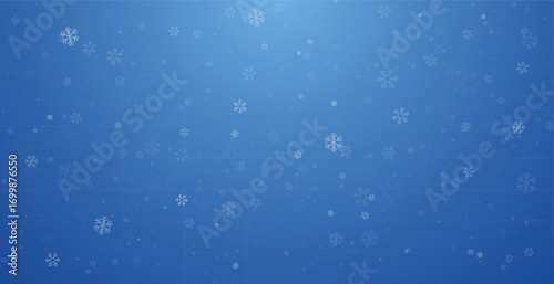 White snowfall texture isolated on blue background, realistic winter overlay, Vector PNG, transparent