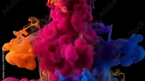 Color paint drops in water , clor splash in water , drop Colorful ink in water, 4K footage,
