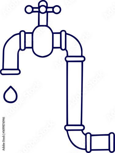 Water tap. faucet with water drop. Water faucet dripping vector icon illustration. faucet pouring water. faucet water tap icon. A dripping water faucet with a single water drop