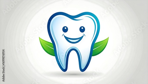 Cute tooth logo with leaves