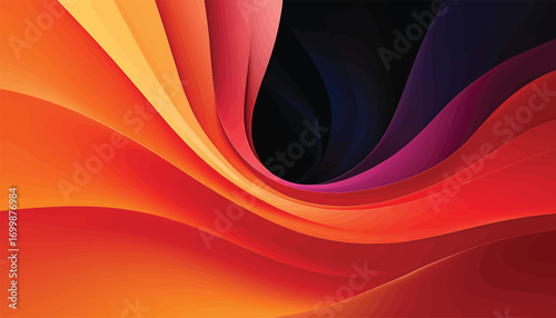 Abstract vector background with dynamic flowing colorful layers and smooth gradient wave forms