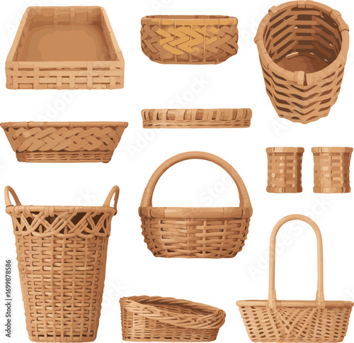 wicker basket isolated on white