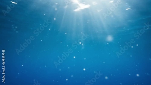 Underwater lights rays light beams penetrating the surface of water 4K