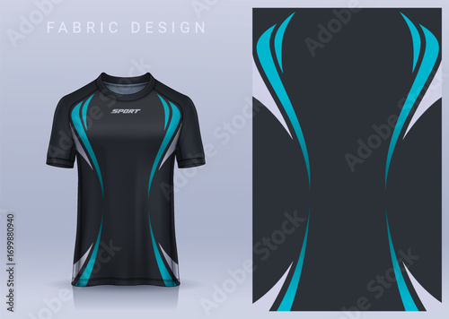 Fabric textile design for Sport t-shirt, Soccer jersey mockup for football club. uniform front view.	