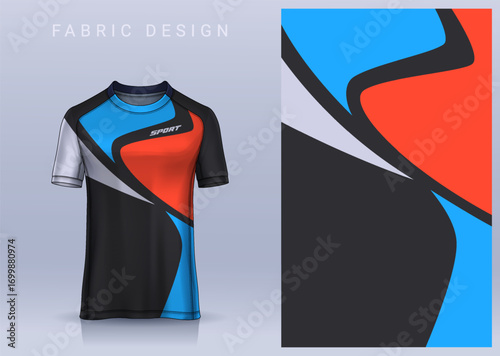 Fabric textile design for Sport t-shirt, Soccer jersey mockup for football club. uniform front view.	
