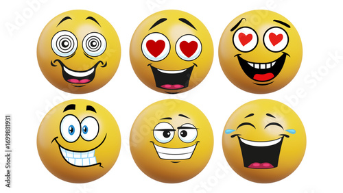 A set of funny Easter eggs with different facial expressions and emotions, illustrated as cartoon characters
