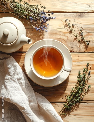 Tea on a wooden table 