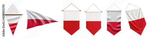 Free Download Polish flag banner and pennant set including triangular, rectangular, waving, and hanging styles isolated. National symbols and country graphics. - GFXLoad