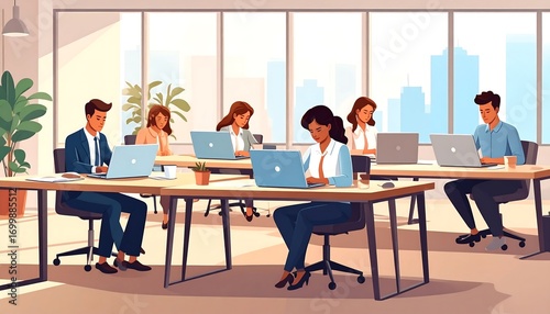 Diverse business people working in modern office