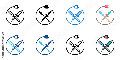 Electronics Repair icon set multiple style collection 
