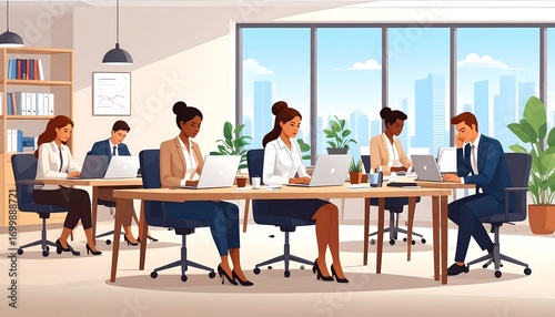 Diverse business team working in an office