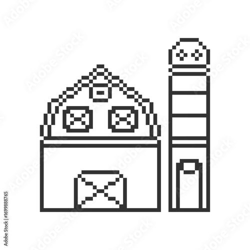 barn building retro pixel art