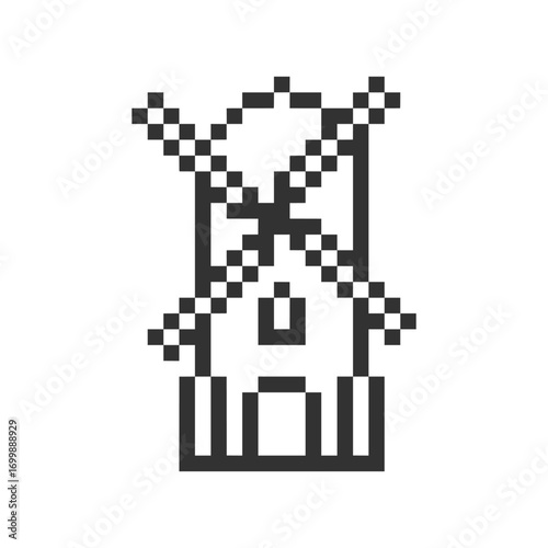 windmill building retro pixel art