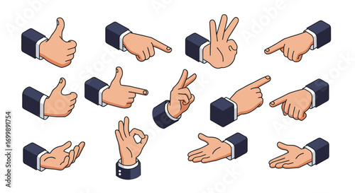 Isometric hands: diverse gestures and signs