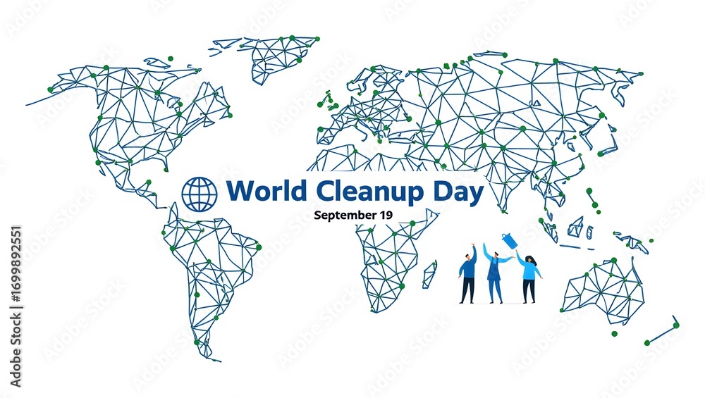 Naklejka premium world cleanup day banner
