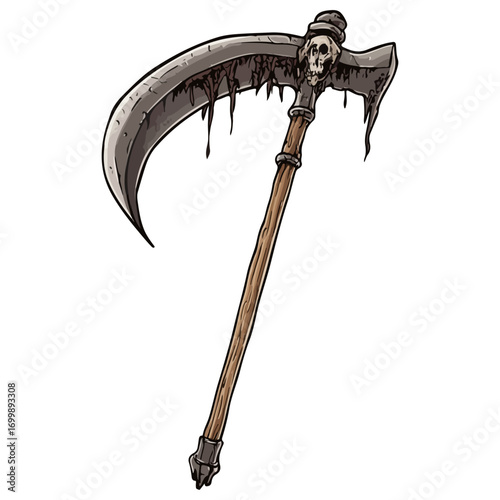 death's scythe, costume, halloween, festival, vector, transparent background, weapon, tool, isolated, sharp