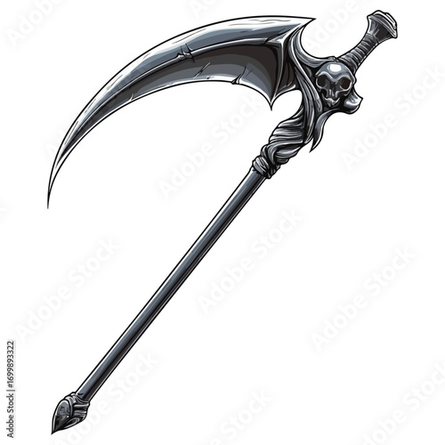 death's scythe, costume, halloween, festival, vector, transparent background, weapon, tool, isolated, sharp